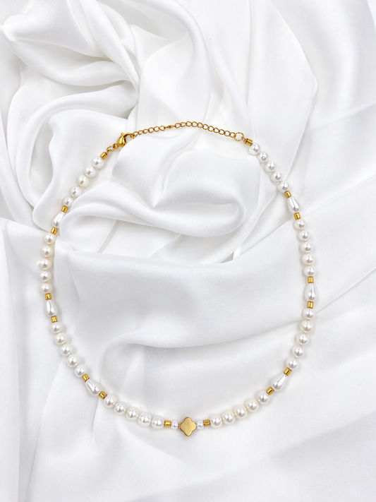 Collana Perle Quadrifoglio
