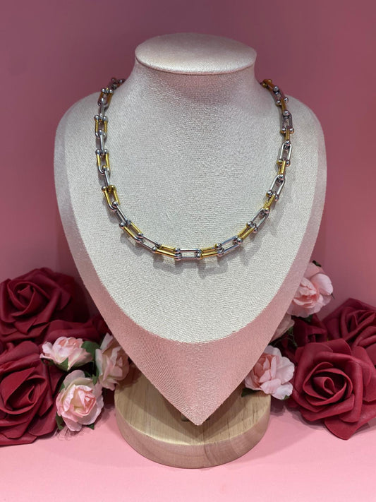 Collana acciaio bicolore