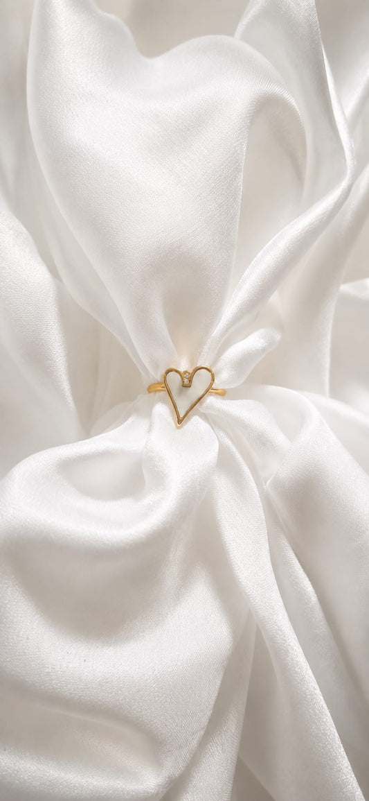 Anello Cuore Perlato